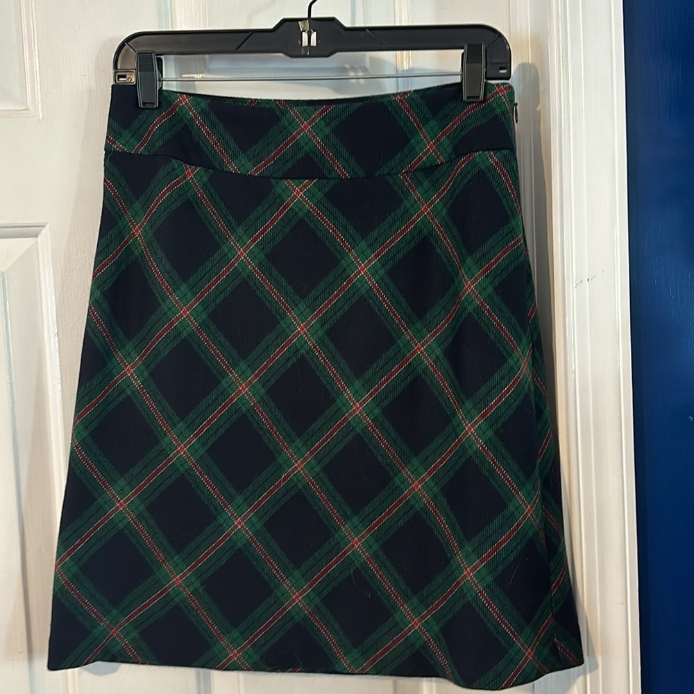 Women’s Talbots Vintage Black Dark Green Red Plaid Tartan Wool Blend Skirt Sz 4 - Picture 5 of 8